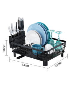 Сушилка для посуды металлическая настольная со сливом, 1 уровень (HH-047B)