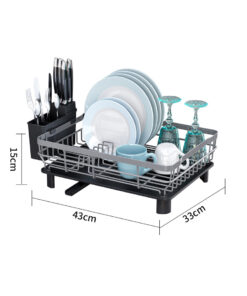 Сушилка для посуды металлическая настольная со сливом, 1 уровень (HH-047)